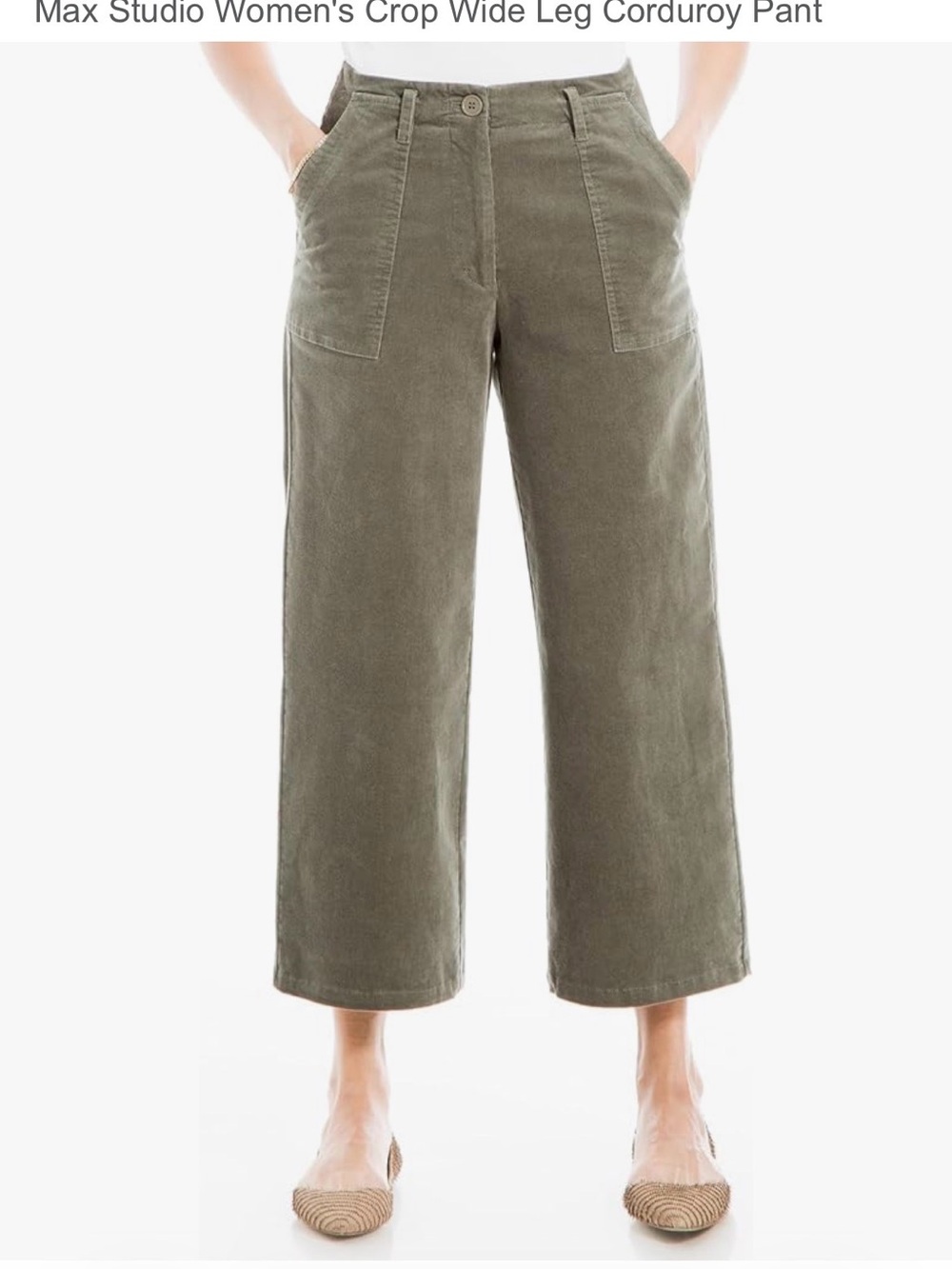 Max studio army green corduroy wide leg pants
